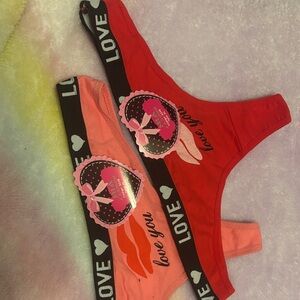 Red and Pink Love Themed Thongs